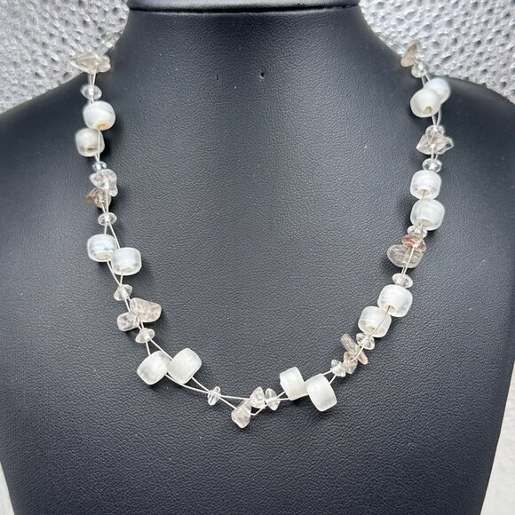 Choker Necklace Lot of 7 Floating Stones Beaded Chip Cord Double Strand 18" - Picture 14 of 16
